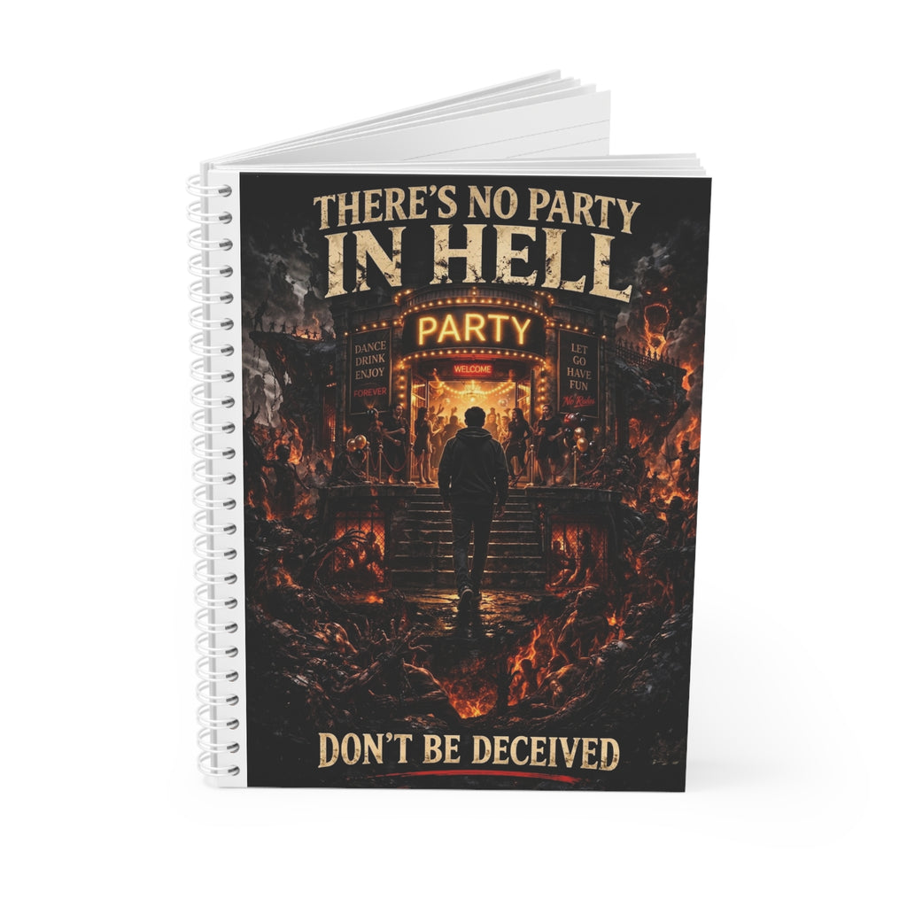 Spiral Notebook — 'There's No Party in Hell' Gothic Horror Notebook, 'Don't Be Deceived' Journal for Dark Aesthetic Fans