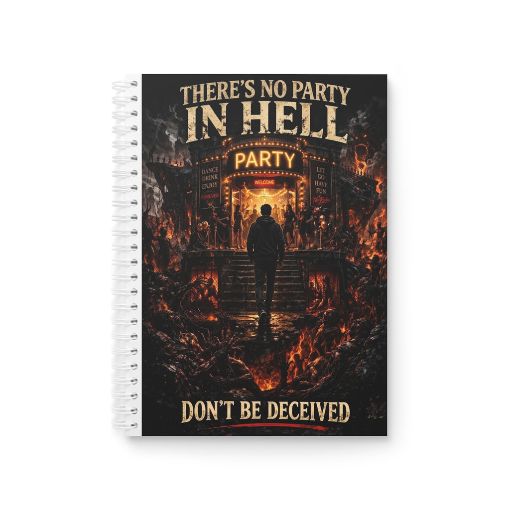 Spiral Notebook — 'There's No Party in Hell' Gothic Horror Notebook, 'Don't Be Deceived' Journal for Dark Aesthetic Fans