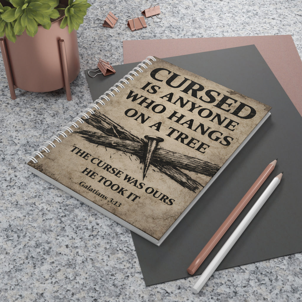Cursed Is Anyone Who Hangs on a Tree Spiral Notebook — Galatians 3:13 Christian Journal