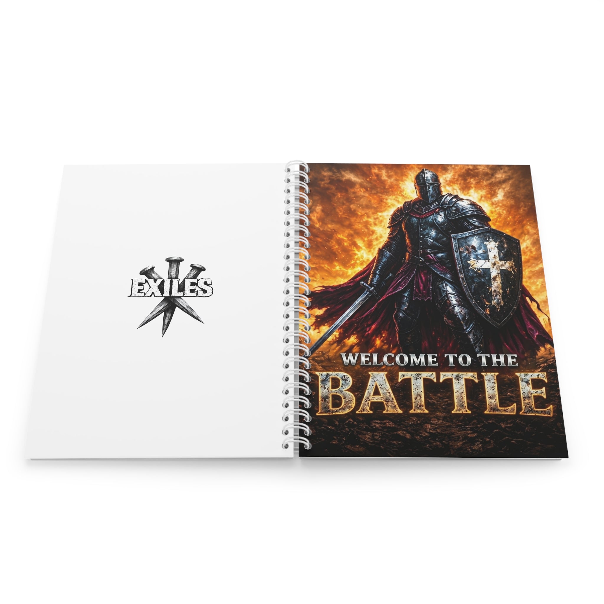 Knight Armor Spiral Notebook — "Welcome to the Battle" Warrior Journal