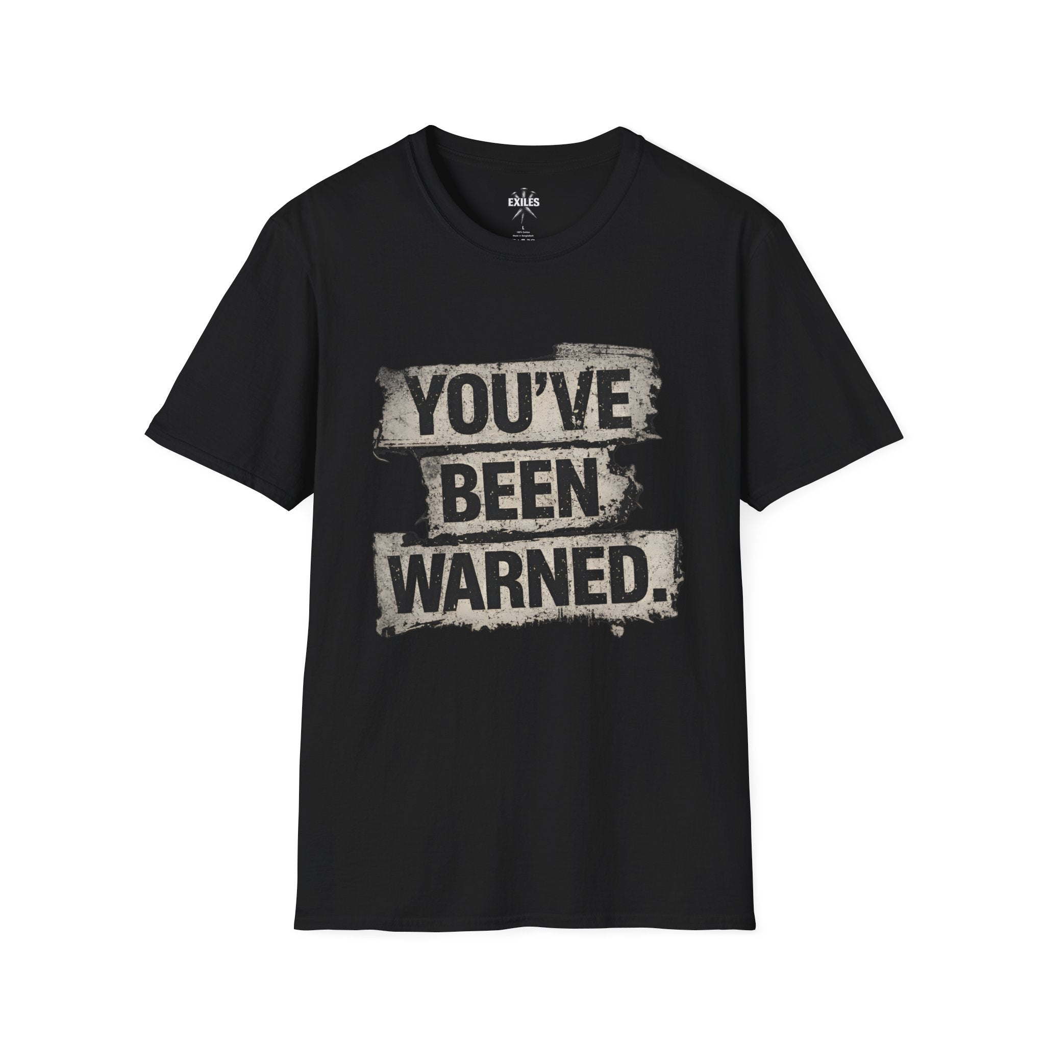 T-Shirt — "You've Been Warned" Distressed Graphic Tee