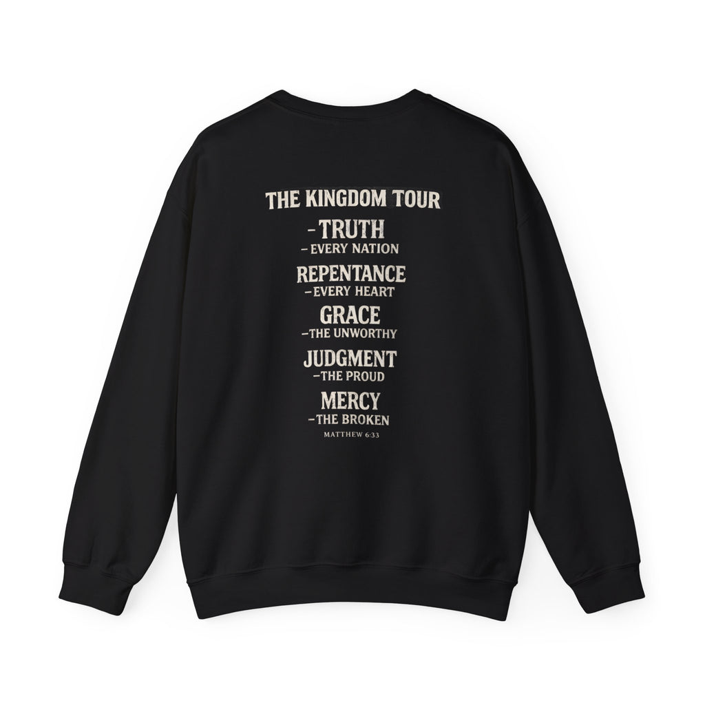 Crewneck Sweatshirt — "Kingdom Over Culture" Christian Tour Design