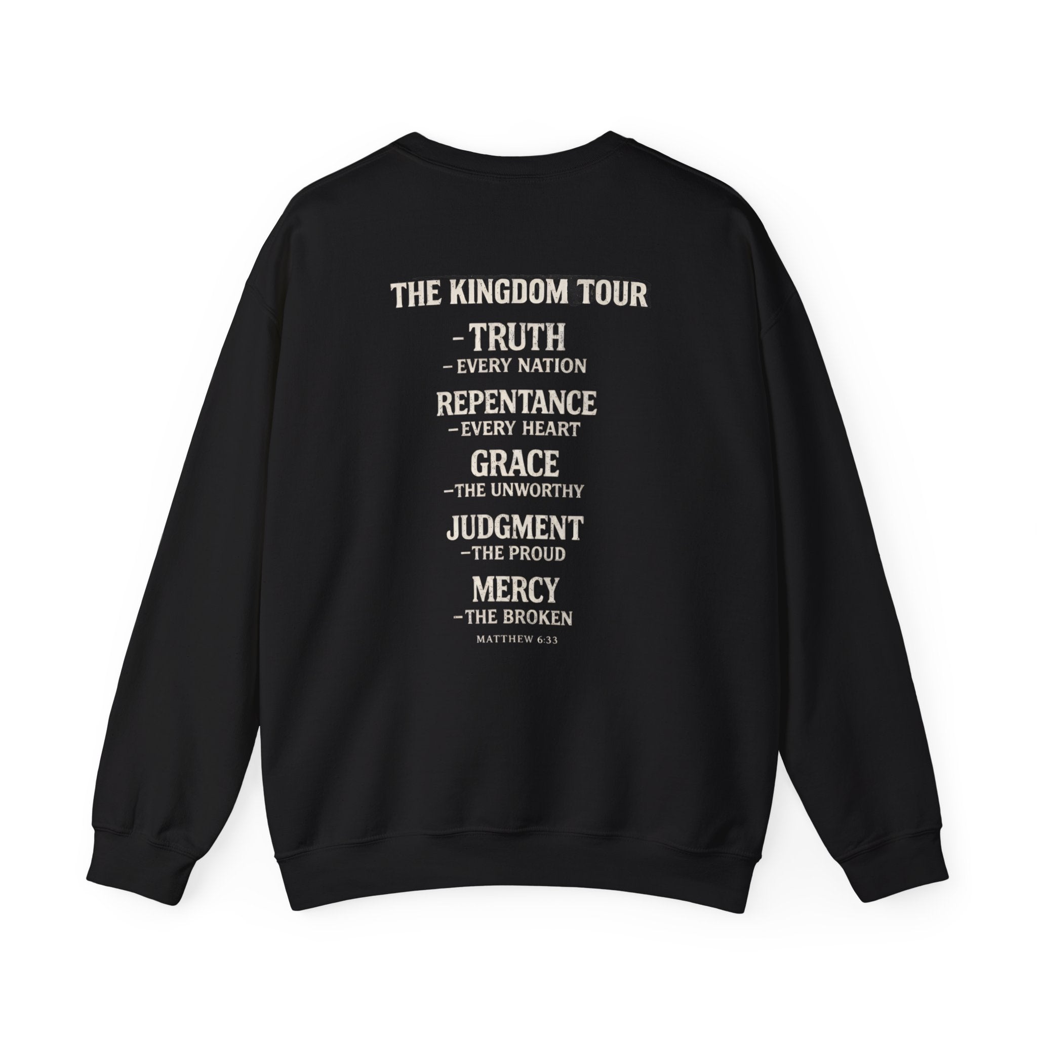 Crewneck Sweatshirt — "Kingdom Over Culture" Christian Tour Design