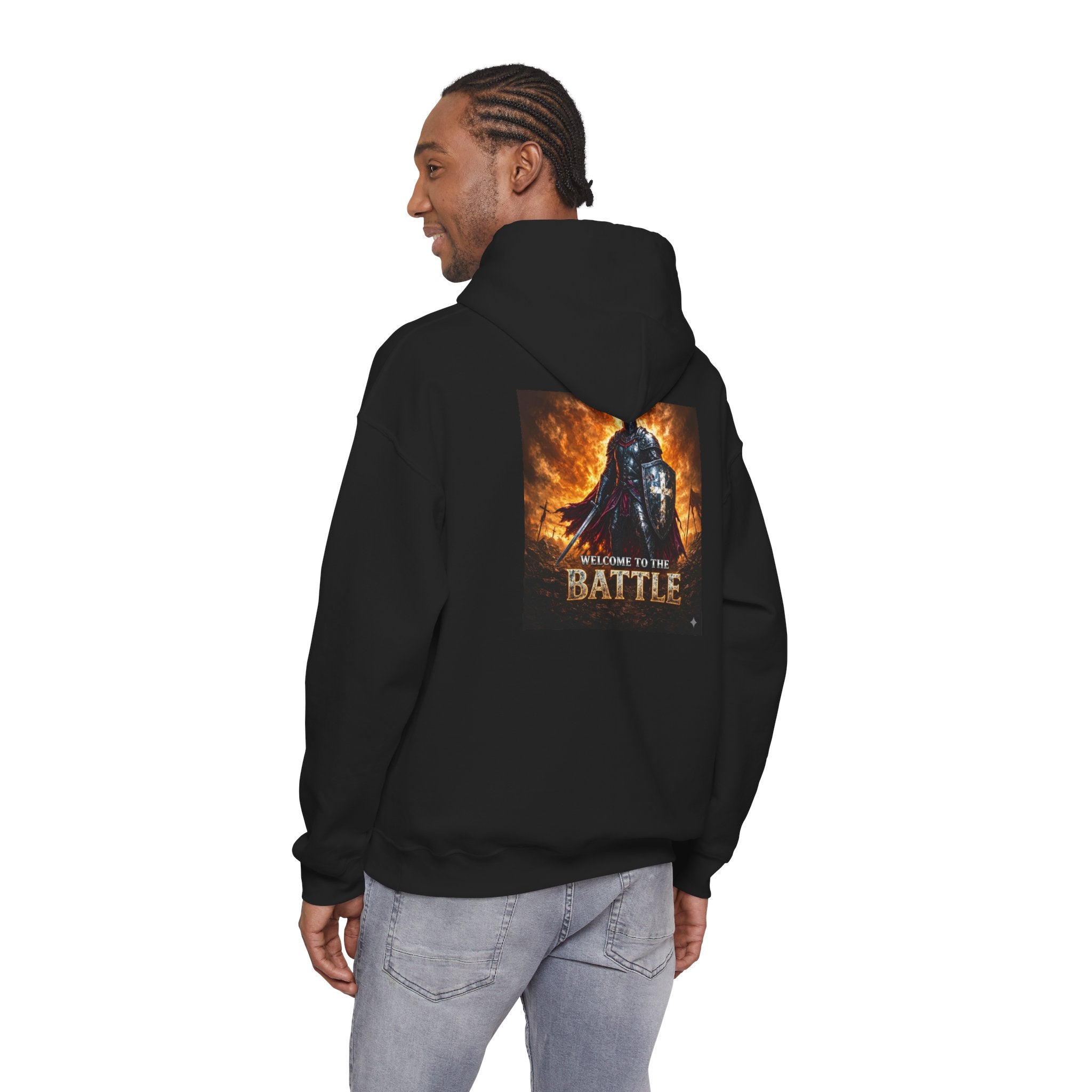 Warrior Hoodie — "Welcome to the Battle" Graphic Back Print
