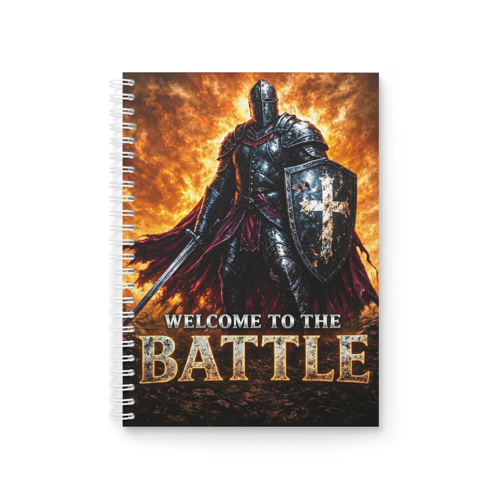 Knight Armor Spiral Notebook — "Welcome to the Battle" Warrior Journal