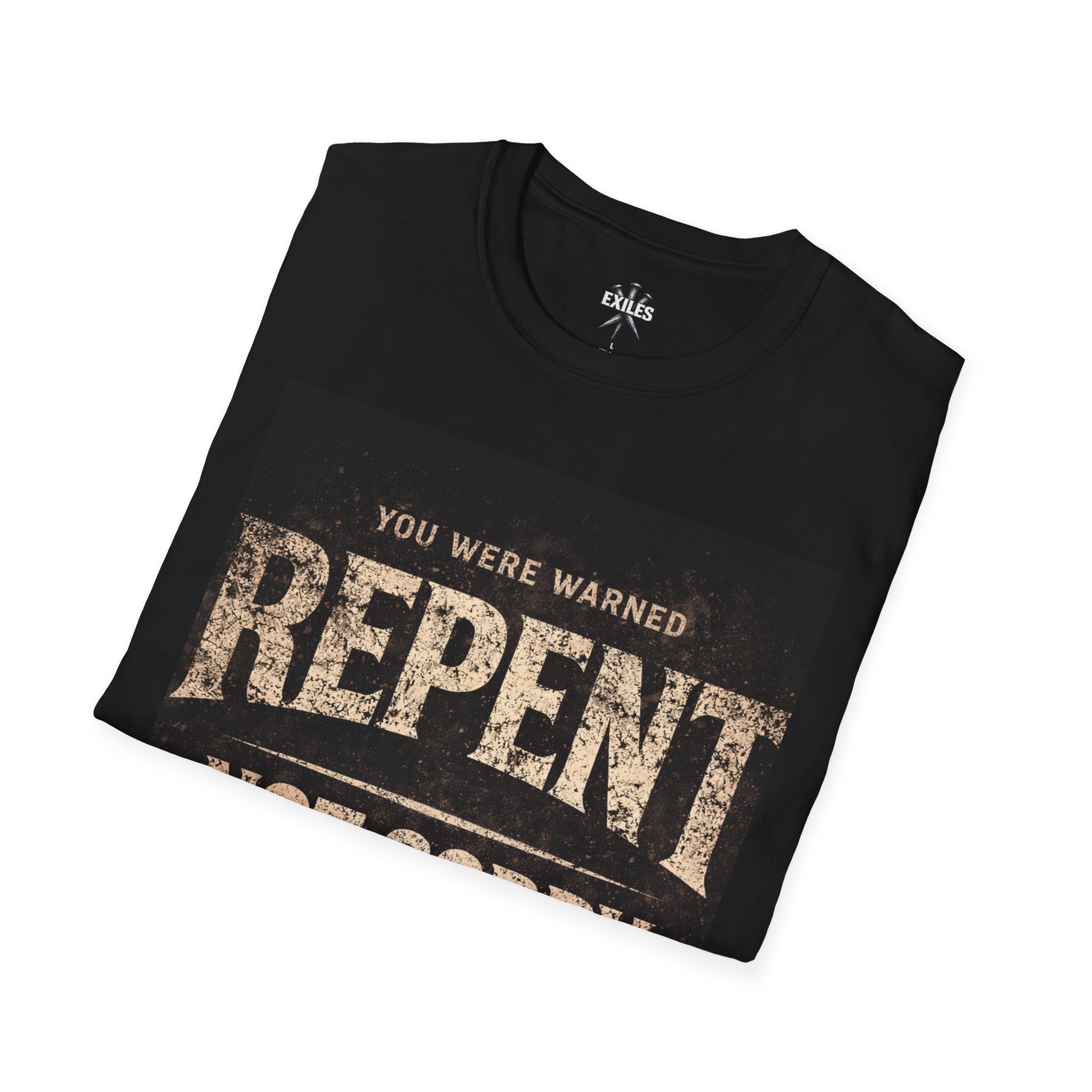 T-Shirt — "You Were Warned: REPENT Not Sorry" Vintage Faith Graphic