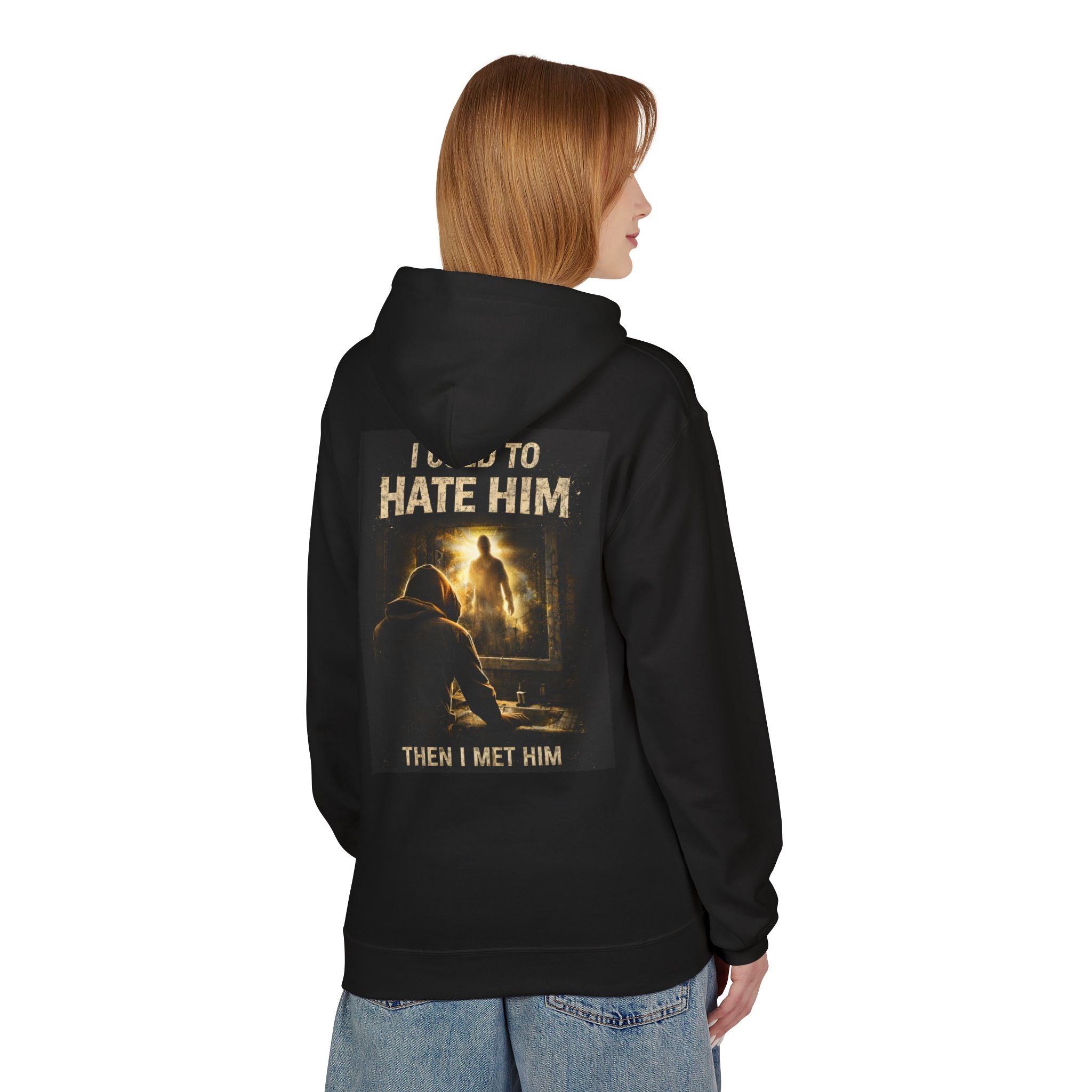 Hoodie "I Used to Hate Him Then I Met Him" — Dark Reflective Graphic