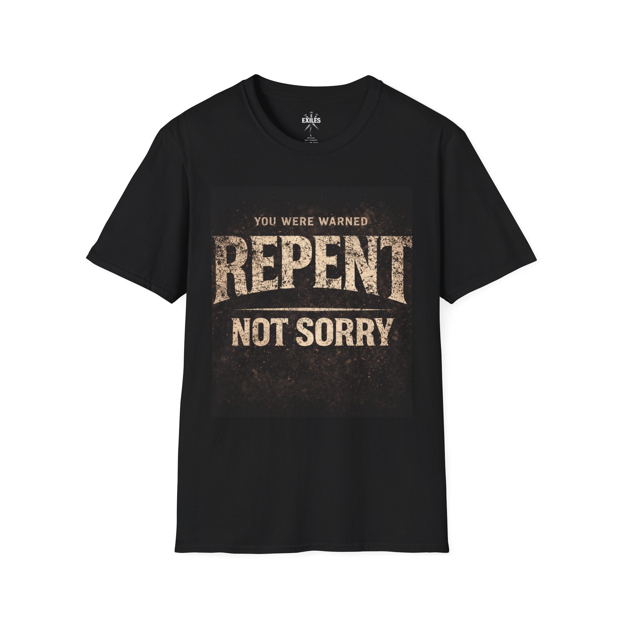 T-Shirt — "You Were Warned: REPENT Not Sorry" Vintage Faith Graphic