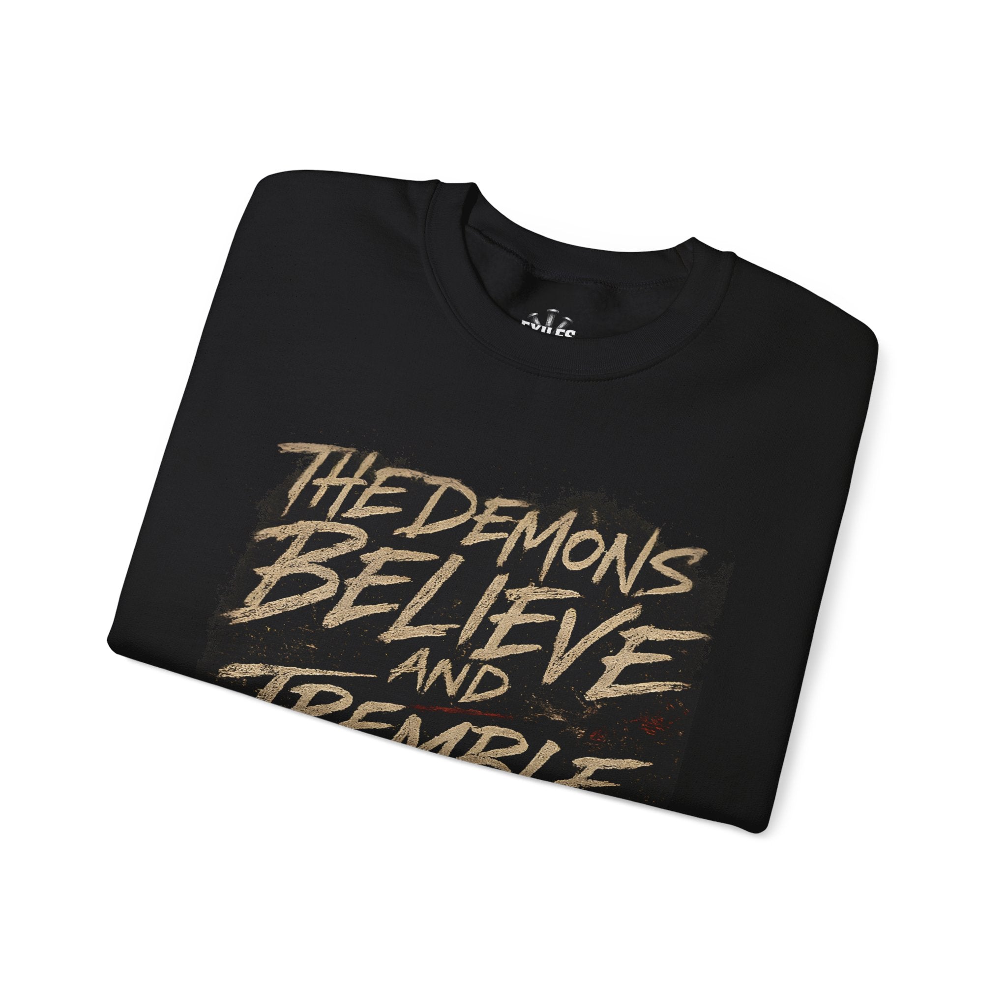 Crewneck Sweatshirt — "The Demons Believe and Tremble" Christian Scripture Graphic
