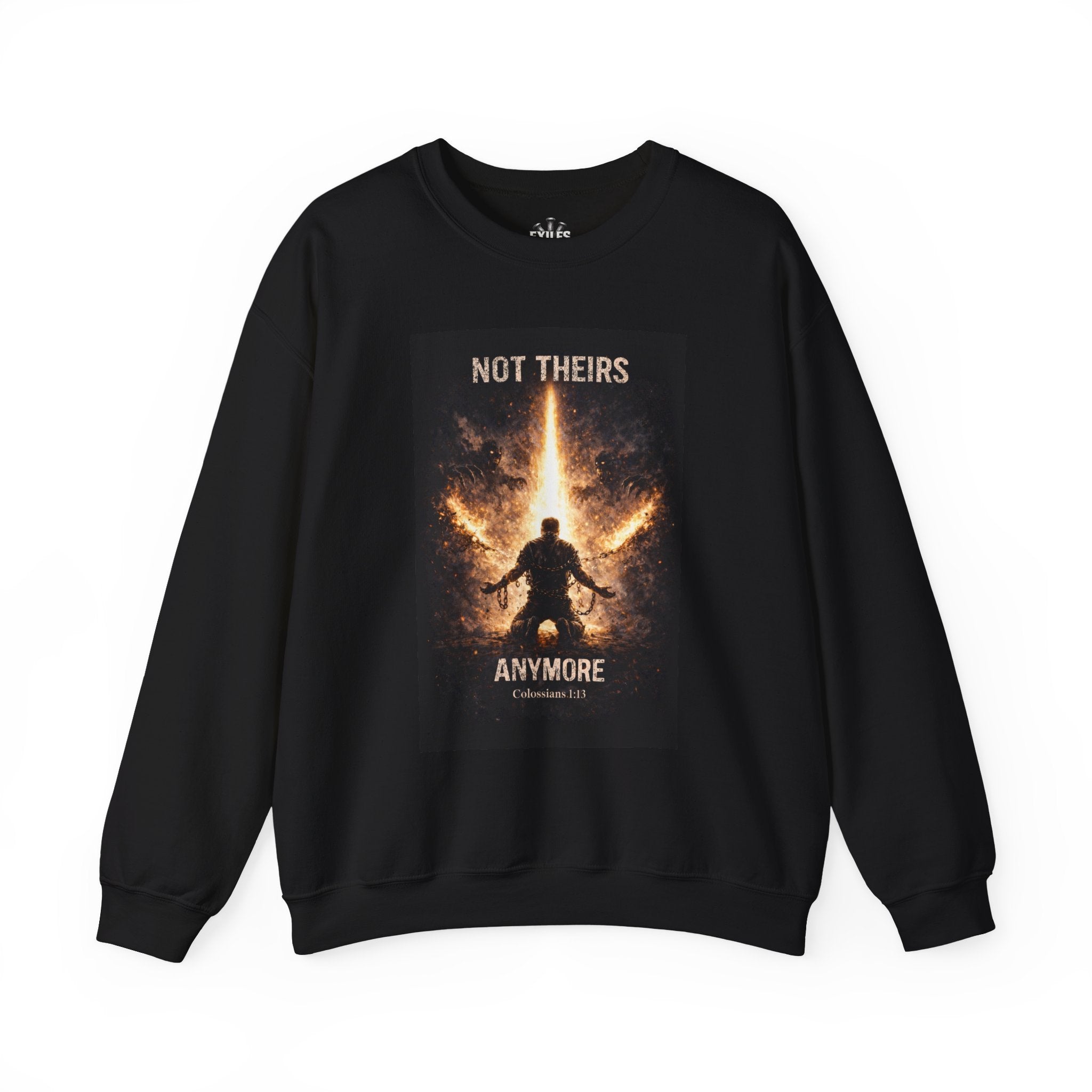 Graphic Sweatshirt — "Not Theirs Anymore" Fiery Rebirth Crewneck