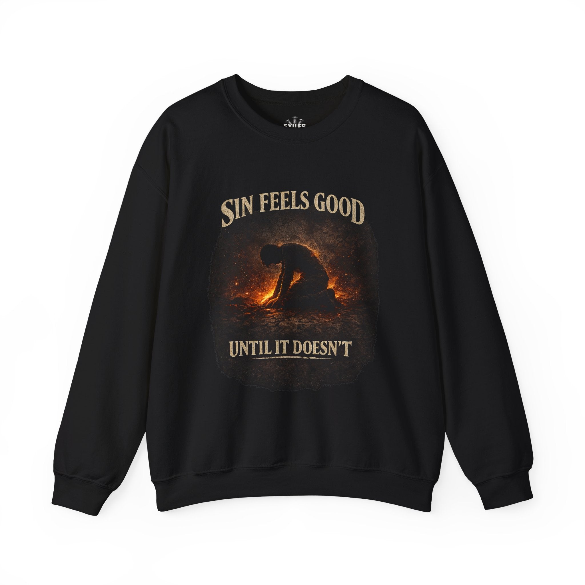 Sin Feels Good Until It Doesn't Sweatshirt - Dark Gothic Religious Graphic Crewneck