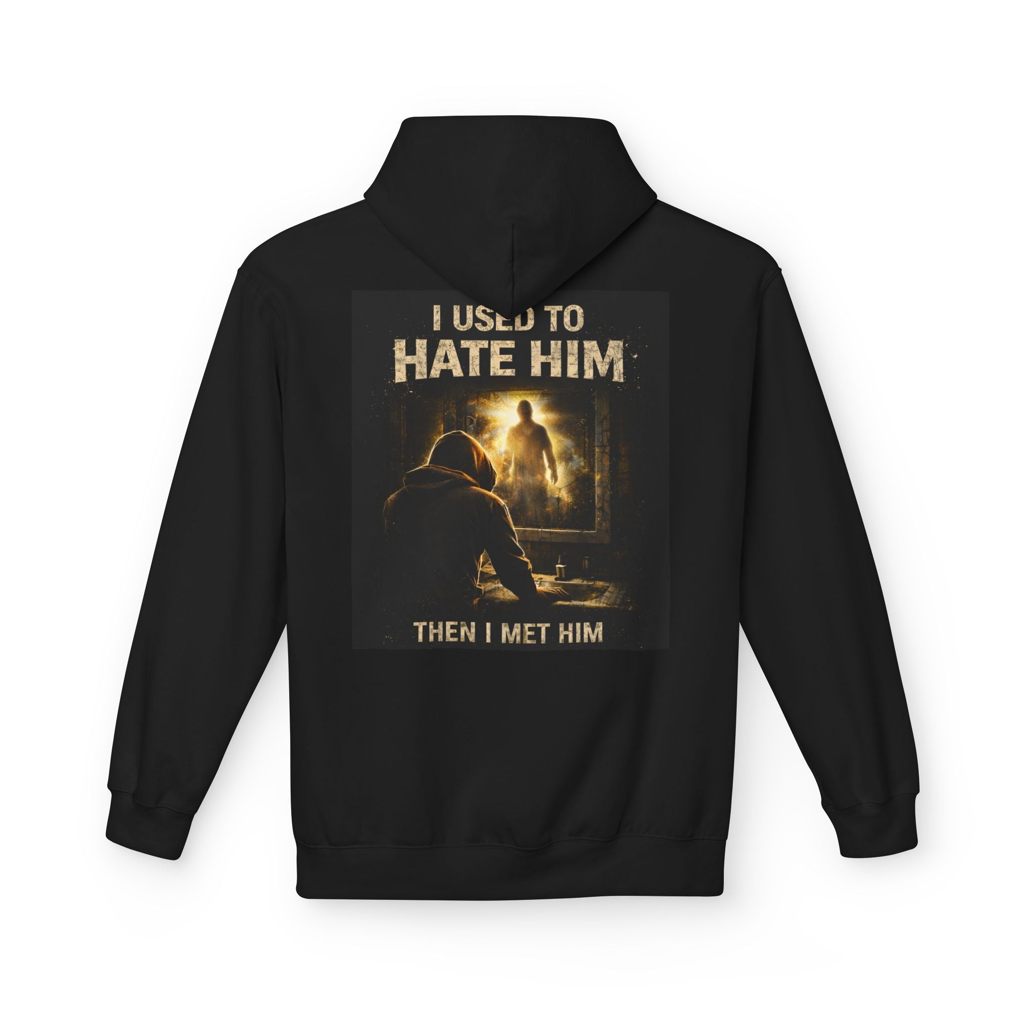 Hoodie "I Used to Hate Him Then I Met Him" — Dark Reflective Graphic