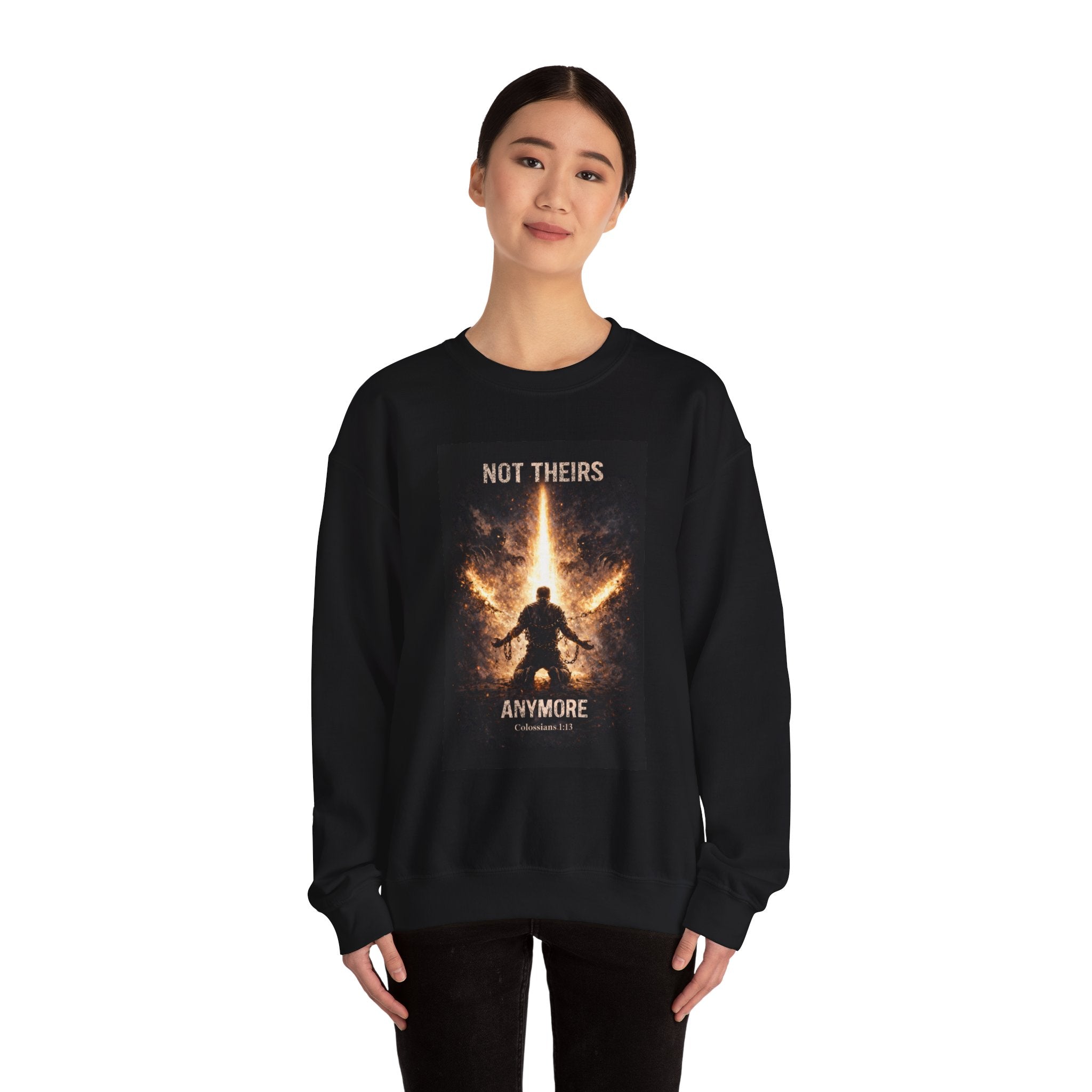 Graphic Sweatshirt — "Not Theirs Anymore" Fiery Rebirth Crewneck